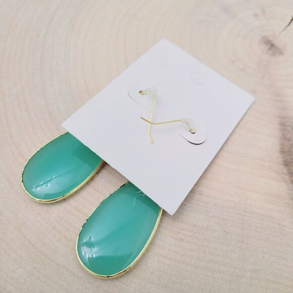 Brand New Khloe Gold & Jade Colour Earrings - Picture 6 of 7